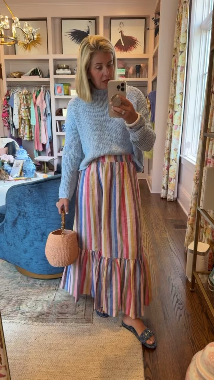 I hope y’all love this skirt because you will be seeing it styled so many ways all spring & summer. I’m in love! I love the stripes, the flounce and the colors! I’m in xs in skirt & sweater and 38 sandal. 
*Use code XRCM for 15% off new styles at Boden 

#LTKspring #LTKmomlife #LTKootd