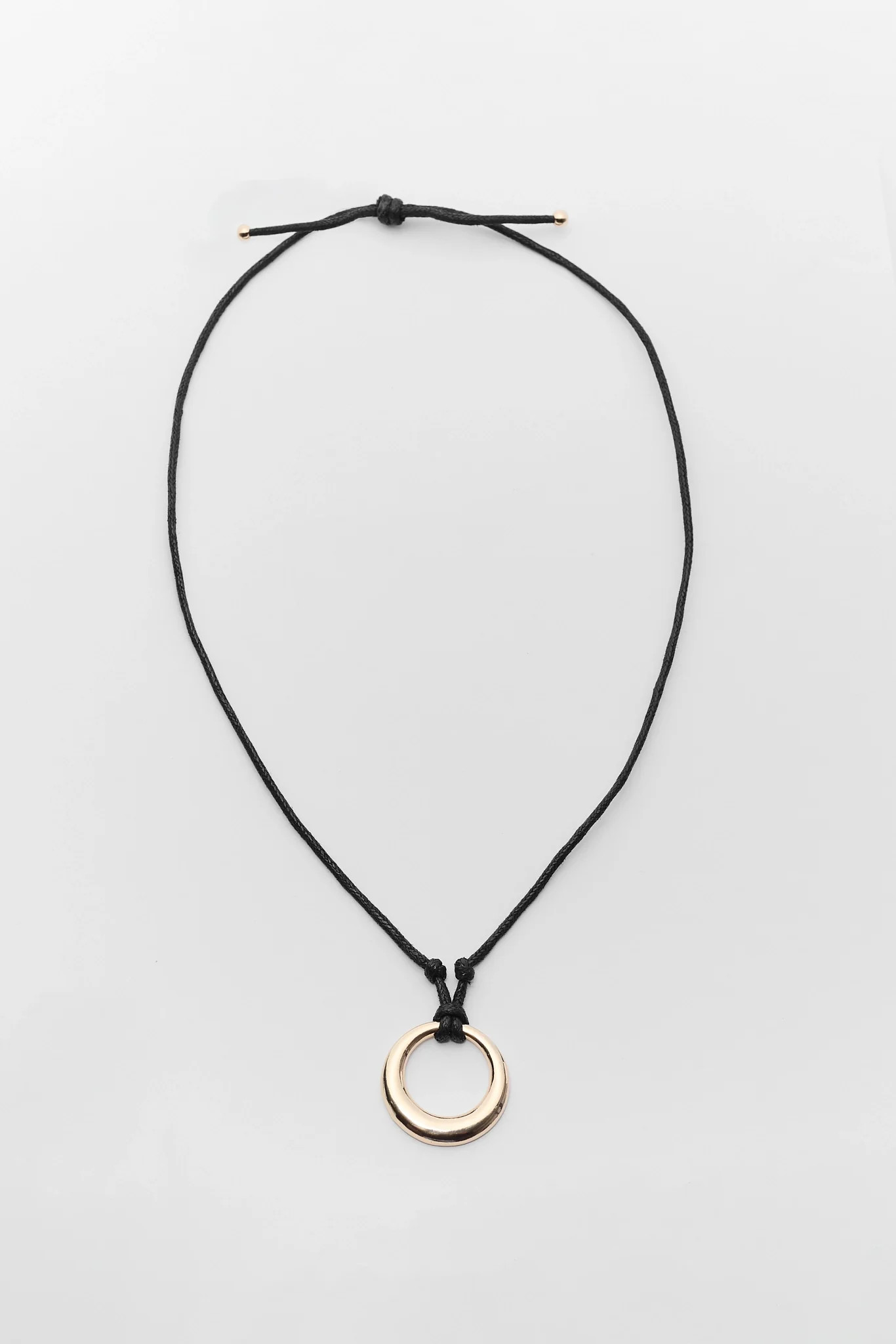 Black Cord Circle Pendant Necklace | Avara