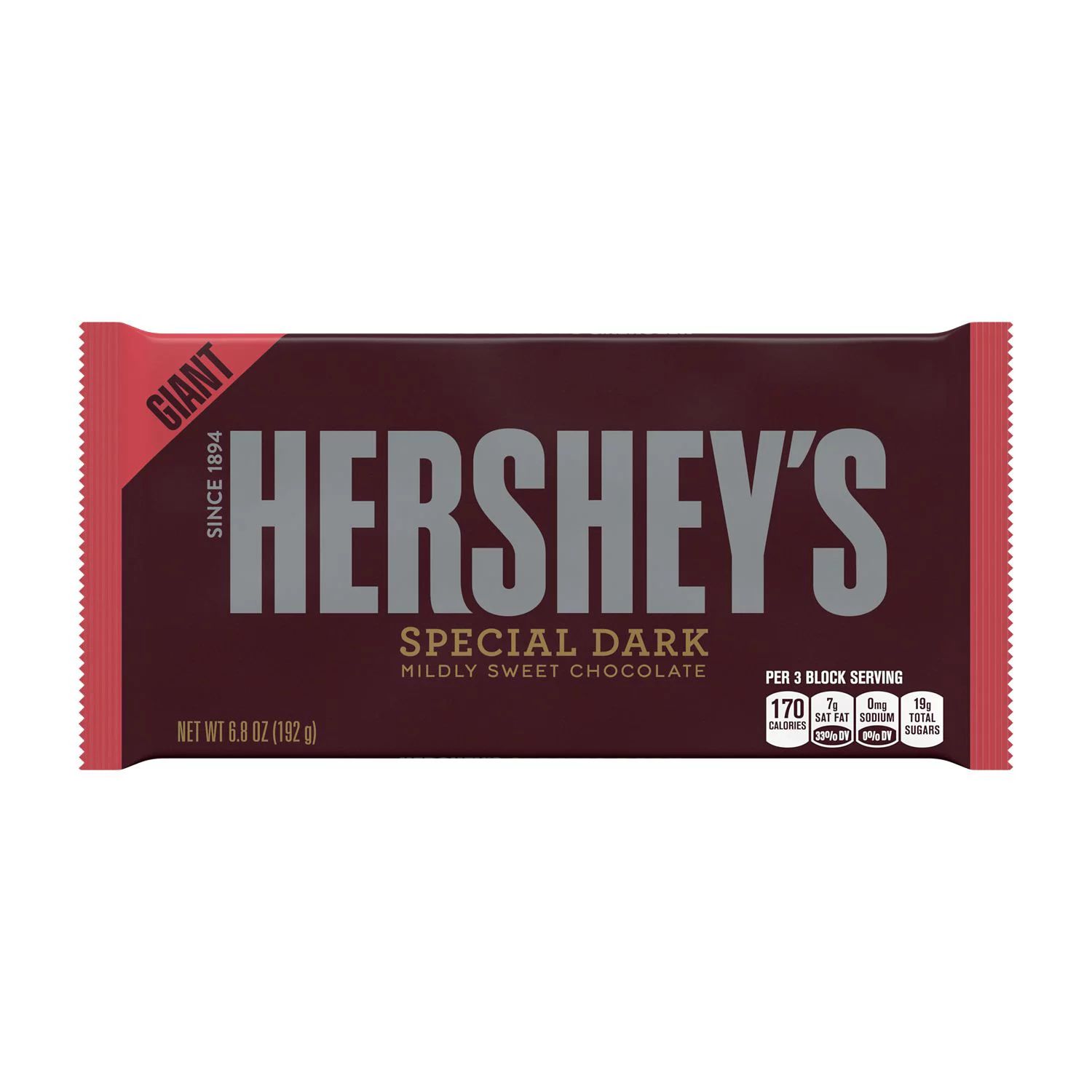 HERSHEY'S, SPECIAL DARK, Mildly Sweet Chocolate Candy, 6.8 oz, Giant Bar | Walmart (US)