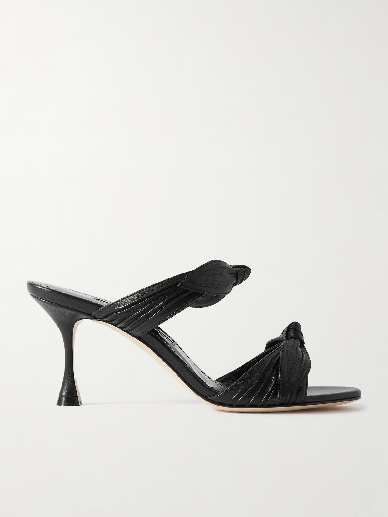 Manolo Blahnik - Lollo 70 Bow-embellished Leather Mules - Black | NET-A-PORTER (US)