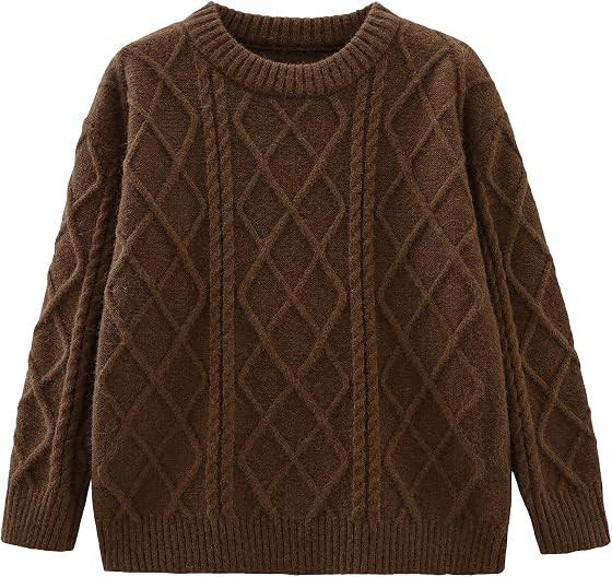 \u0020\u200cGirls Crew Neck Sweaters, Cozy Knit Pullover Long Sleeve Tops for Fall Winter, Trendy... | Amazon (US)