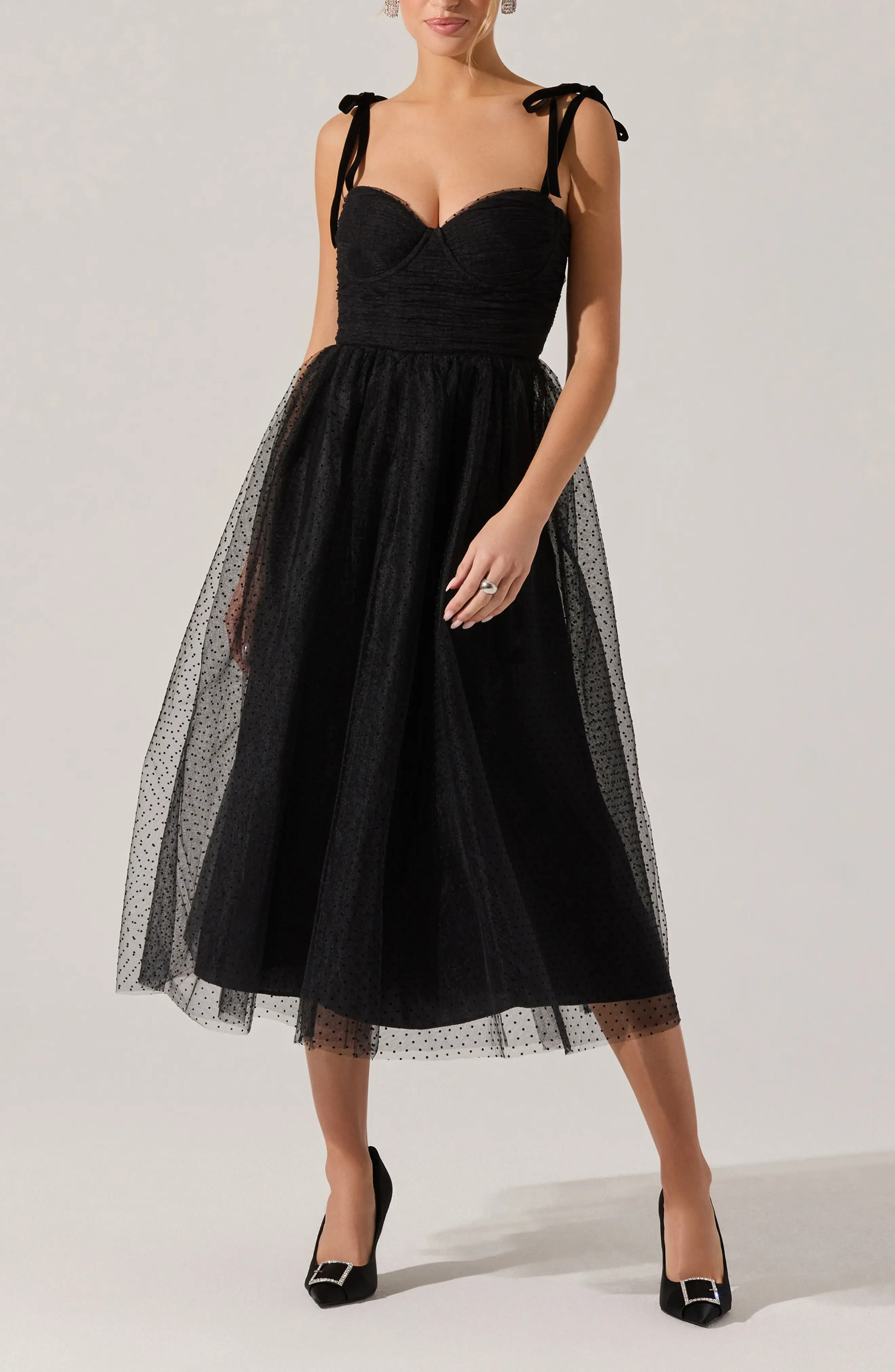 ASTR the Label Karyme Tie Strap Midi Dress in Black at Nordstrom Rack, Size Small | Nordstrom Rack