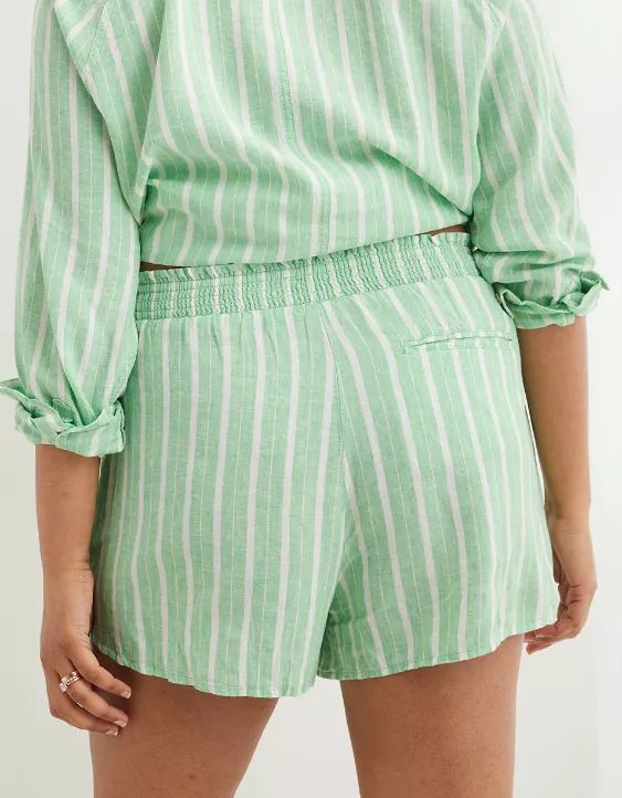 Aerie Pool-To-Party Linen Blend High Waisted Short | Aerie