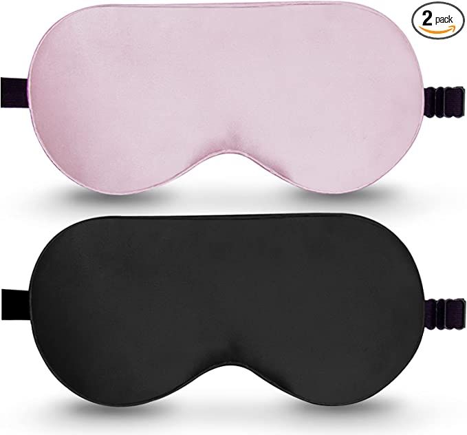 Silk Sleep Mask, 2 Pack 100% Real Natural Pure Silk Eye Mask with Adjustable Strap, Eye Mask for ... | Amazon (US)