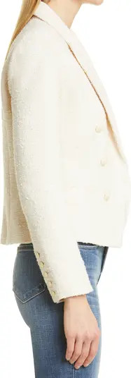 L'AGENCE Brooke Double Breasted Crop Cotton Blend Blazer | Nordstrom | Nordstrom