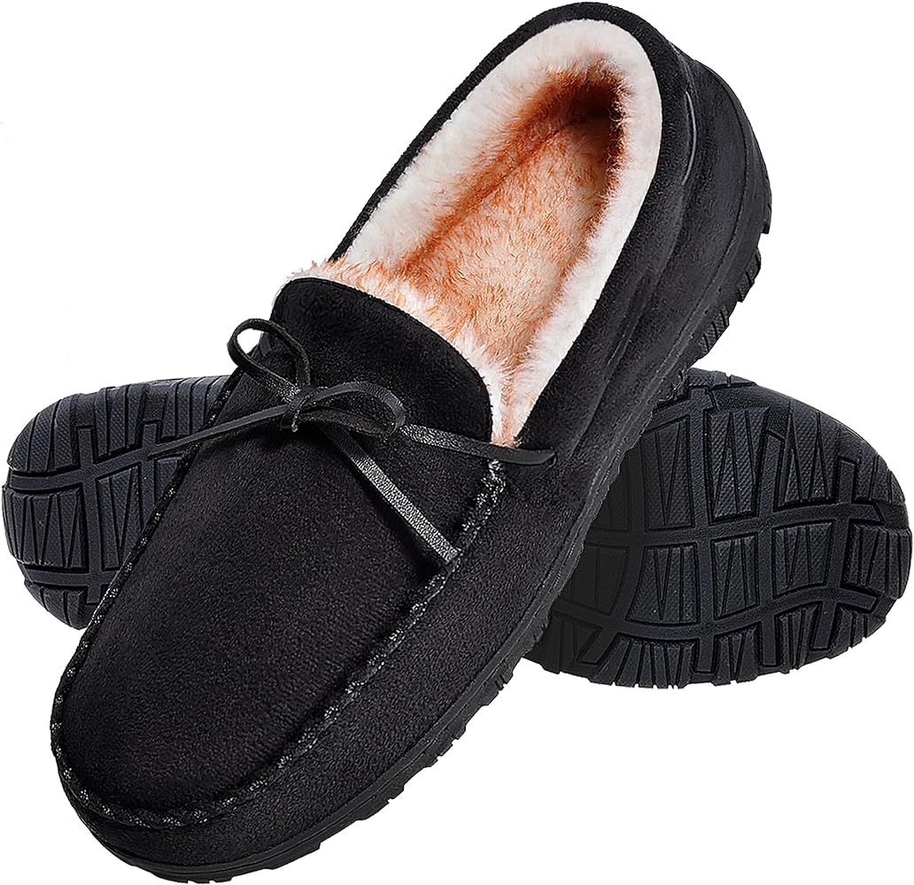 shoeslocker Men's Slippers Warm Soft Plush Memory Foam House Slippers for Men Comfortable Bedroom... | Amazon (US)