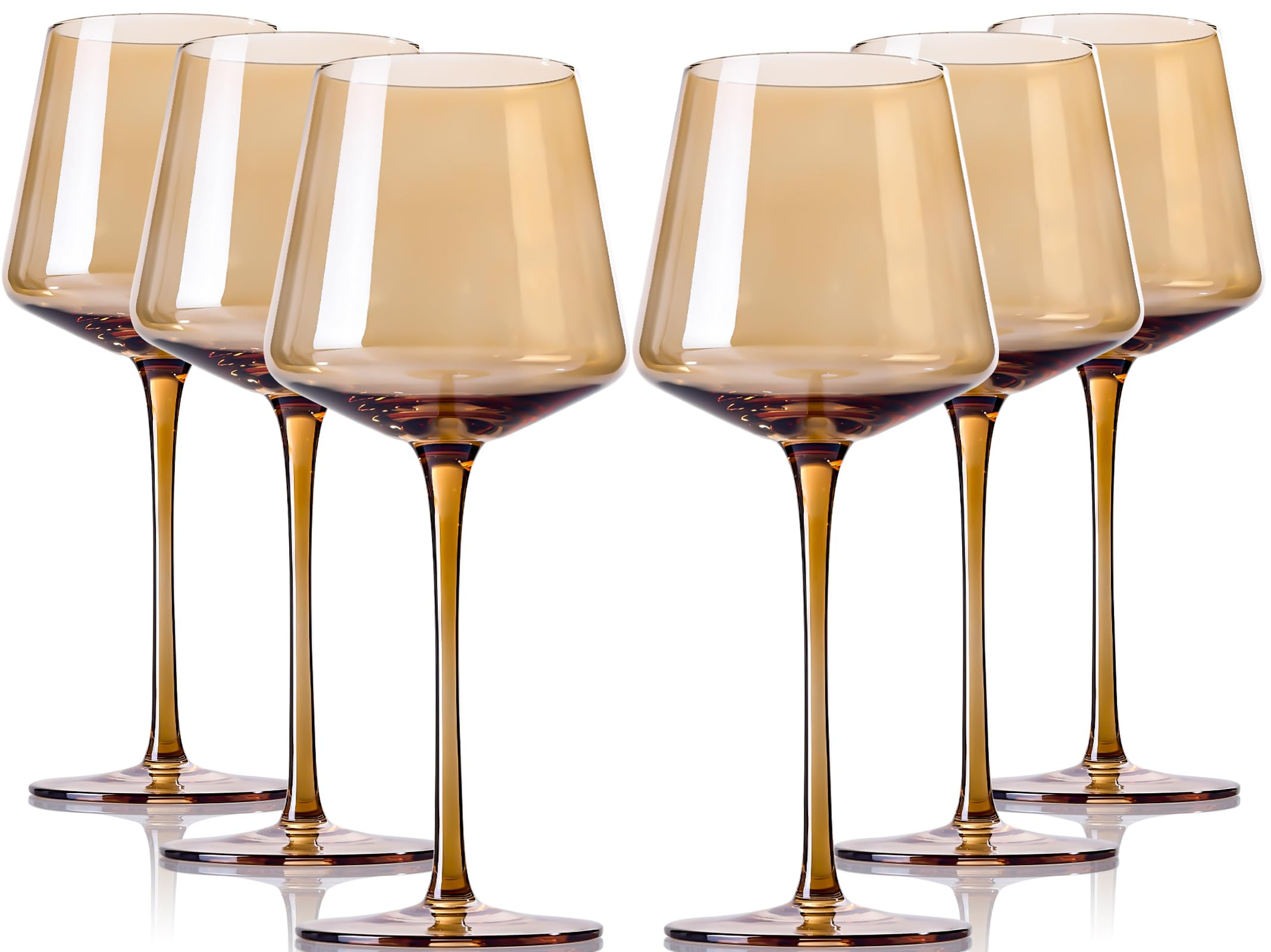 Amber Wine Glasses Set Of 6 - Crystal Colorful Wine Glasses With Long Stem and Thin Rim,Modern Co... | Amazon (US)