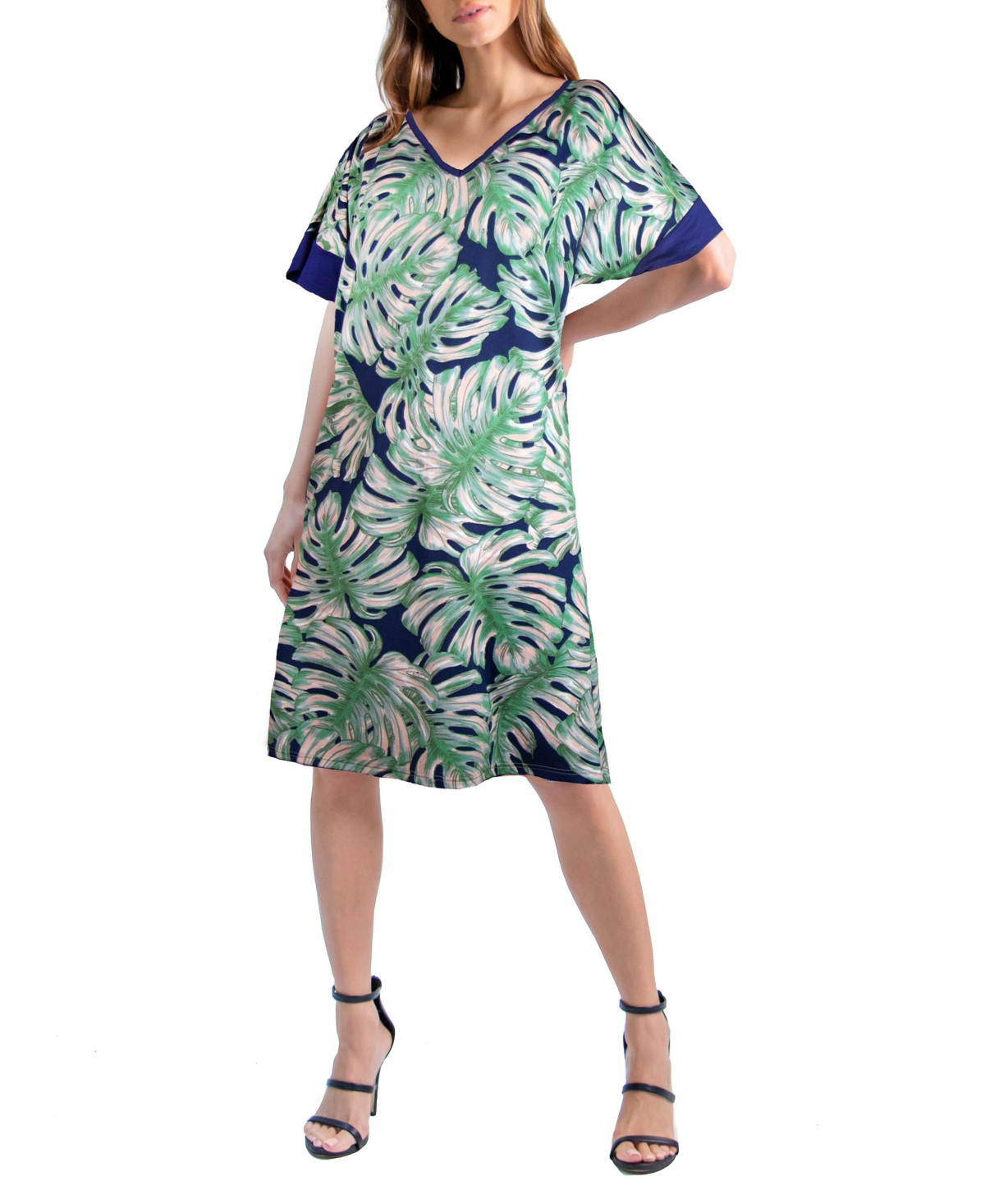 Women's Knee Length Monstera Print T-shirt Dress | Macys (US)