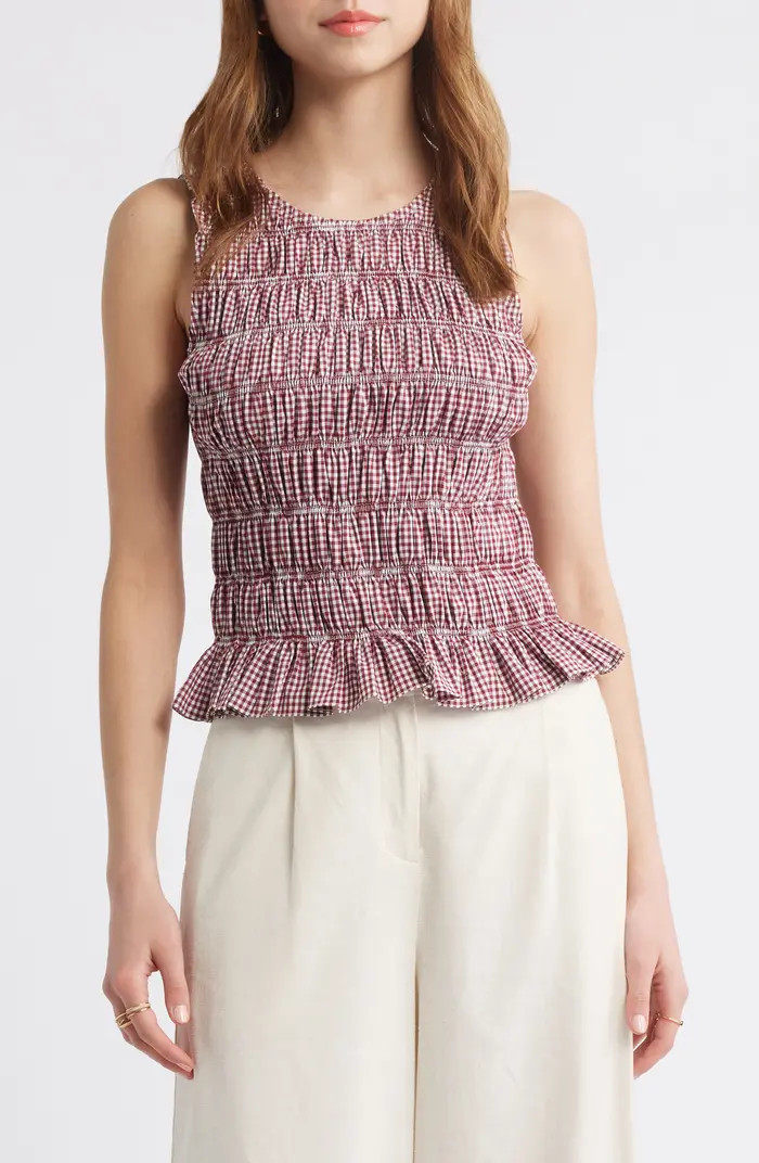 Heidi Gingham Shirred Cotton Top | Nordstrom