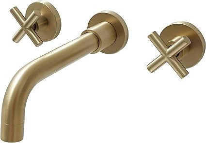 SITGES Gold Bathroom Faucet, Double Handle Wall Mount Bathroom Sink Faucet and Rough in Valve Inc... | Amazon (US)