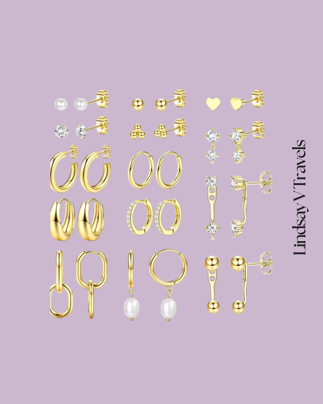 The ultimate earring set ✨ 14 pairs of gold hoops + studs = endless styling options. Perfect for ear stacks and sensitive ears! 

 #LTKSeasonal #LTKFindsUnder50 #LTKStyleTip