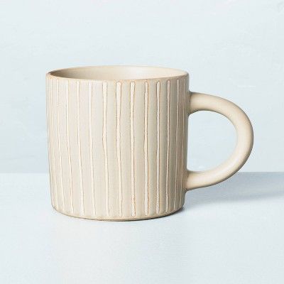 13.5oz Stoneware Ticking Stripes Mug Taupe - Hearth & Hand™ with Magnolia | Target