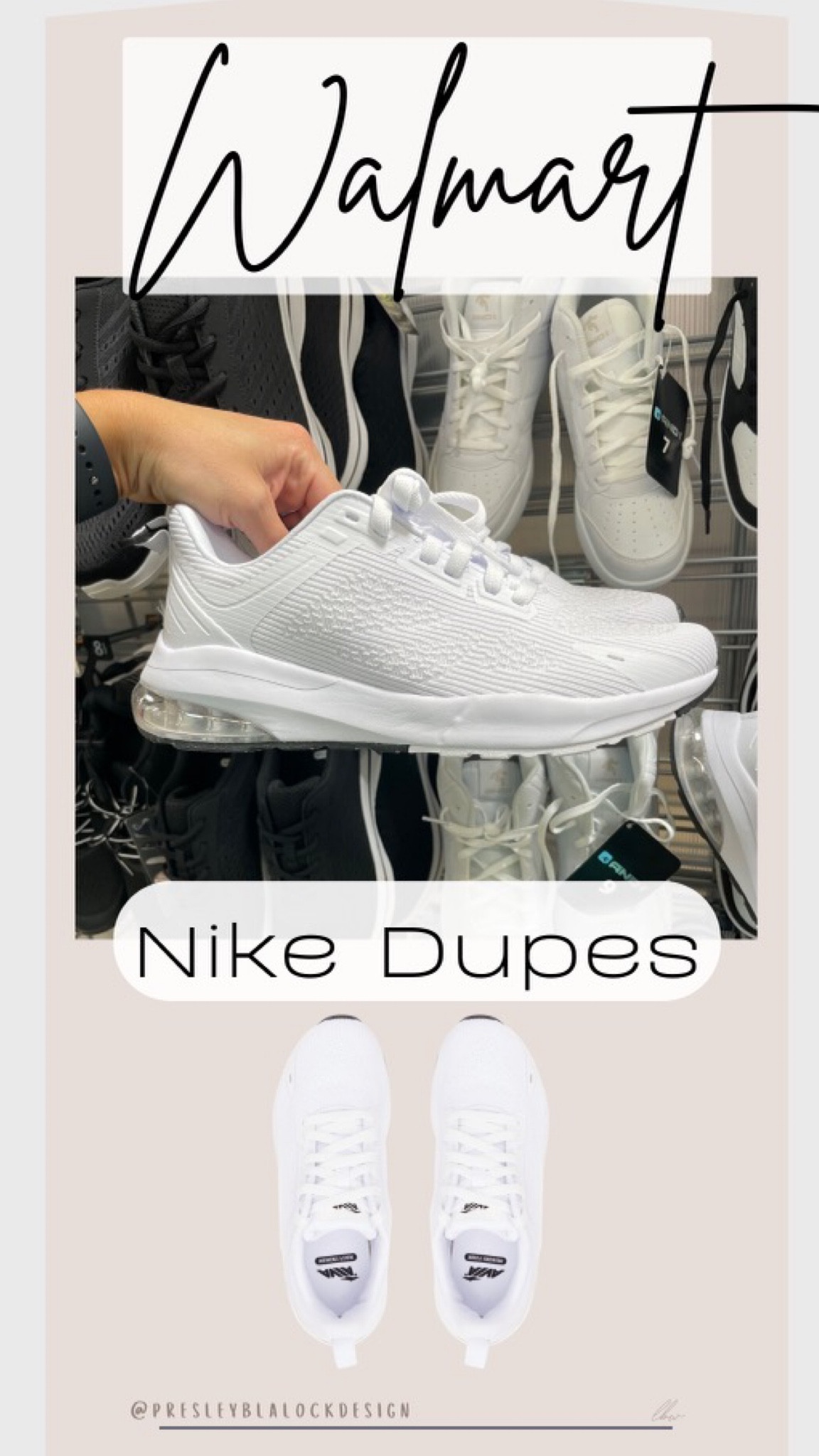 Walmart Finds / Nike Dupe / Nike Look alike / Save vs Splurge / Tennis Shoes / Women’s Shoes / Sale Alert / Save or Splurge / White Sneakers / Walmart Sneakers / Walmart Deals / 

#LTKshoecrush #LTKsalealert #LTKFind