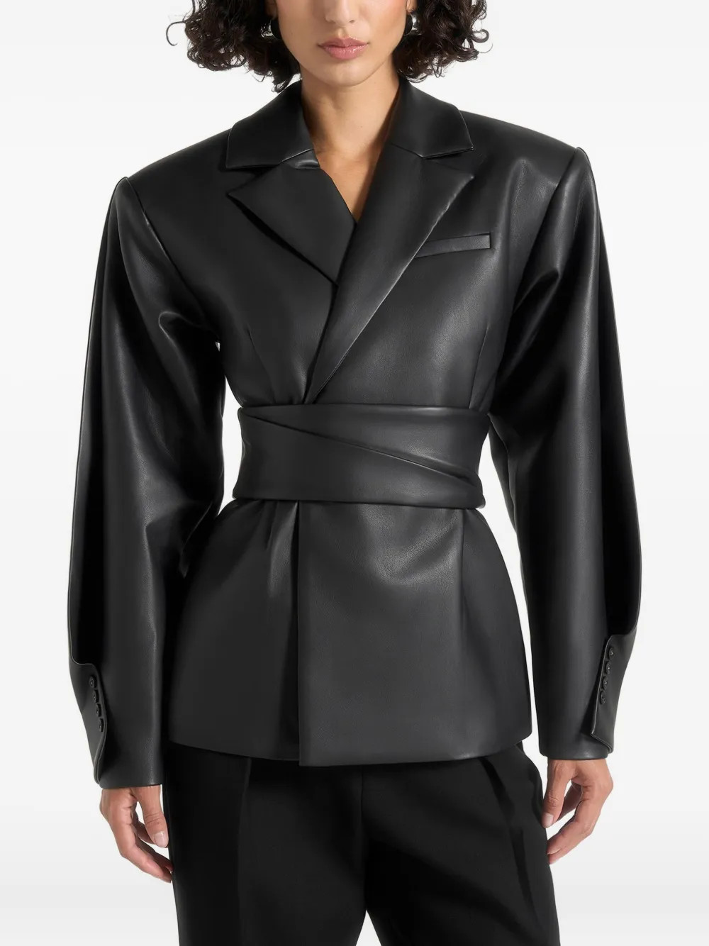Manière De Voir Marie twist-sleeve Belted Blazer | Black | FARFETCH BR | Farfetch (BR)