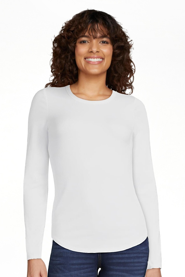 No Boundaries Women's Juniors Ribbed Crewneck Tee with Long Sleeves, Sizes XS-XXXL | Walmart (US)