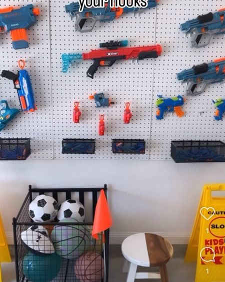 Nerf gun wall storage organization. Garage organization. Sports organization. DIY

#LTKkids #LTKActive #LTKhome