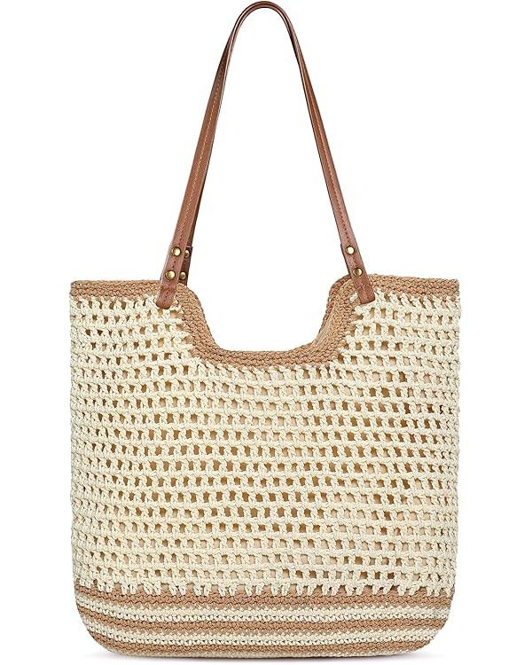 Pleneal Crochet Beach Bags for Women, Summer Beach Tote Bag, Soft Woven Purses Shoulder Bag for V... | Amazon (US)