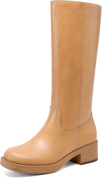 DREAM PAIRS Women's Square Toe Platform Chunky Block Heel Knee High Riding Boots | Amazon (US)