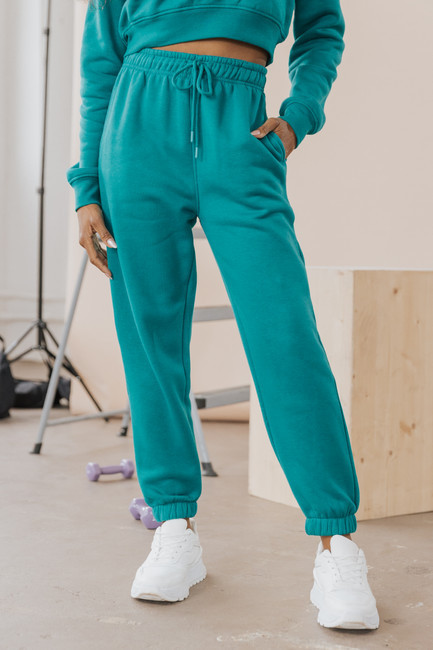 Teal Fleece Drawstring Joggers | Magnolia Boutique