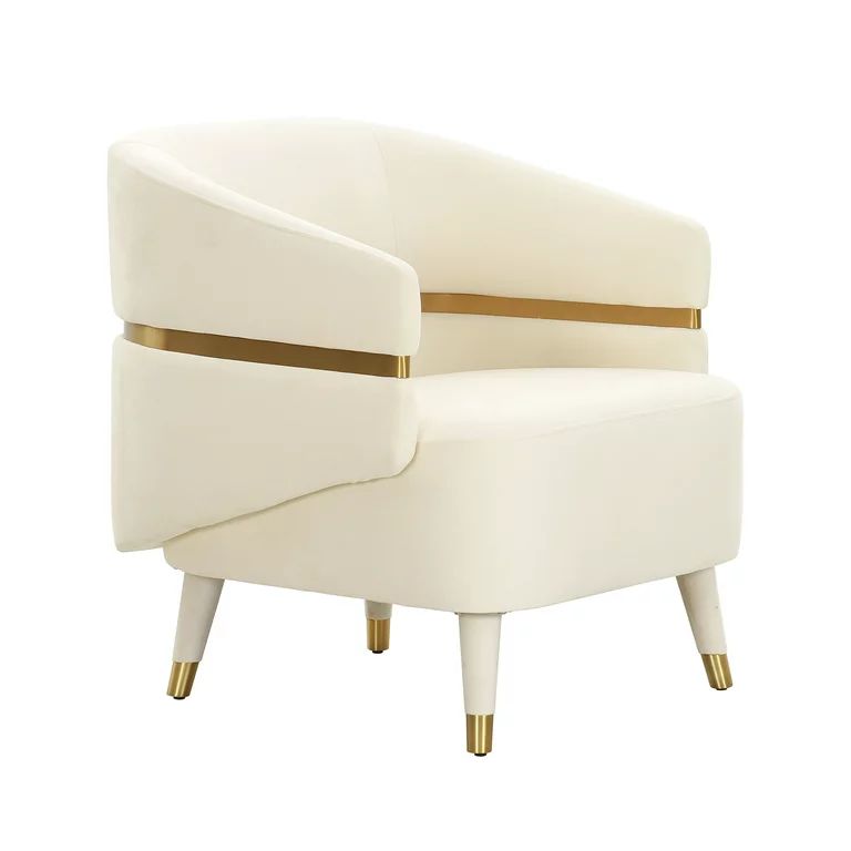TOV Furniture Ayla Cream Velvet Accent Chair by Inspire Me! Home Décor - Walmart.com | Walmart (US)
