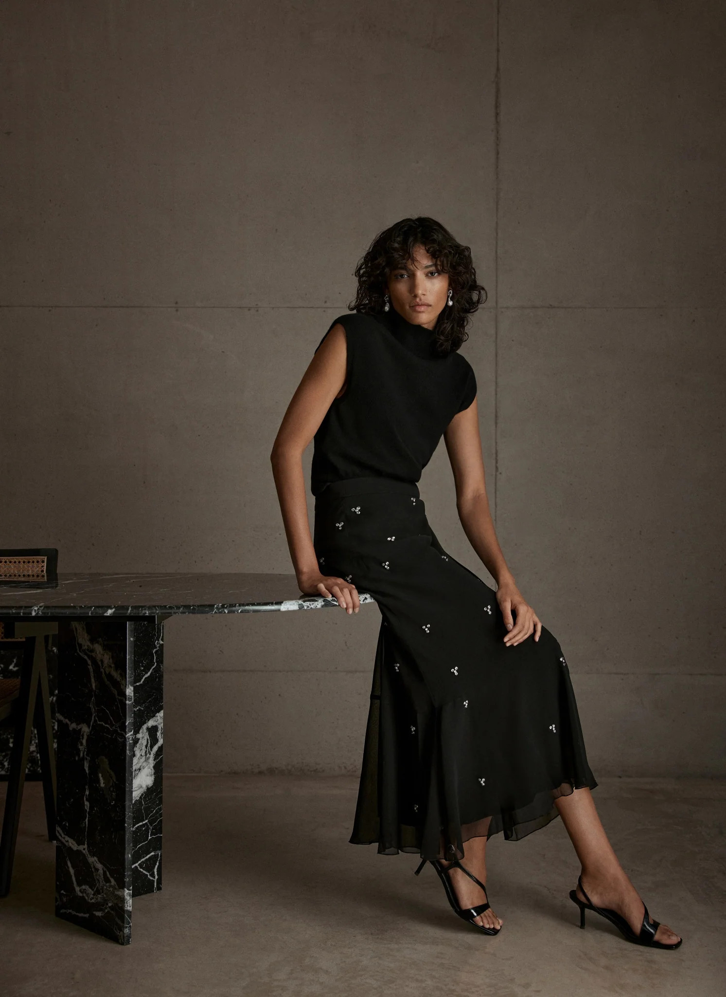 Black Embellished Maxi Skirt | Mint Velvet