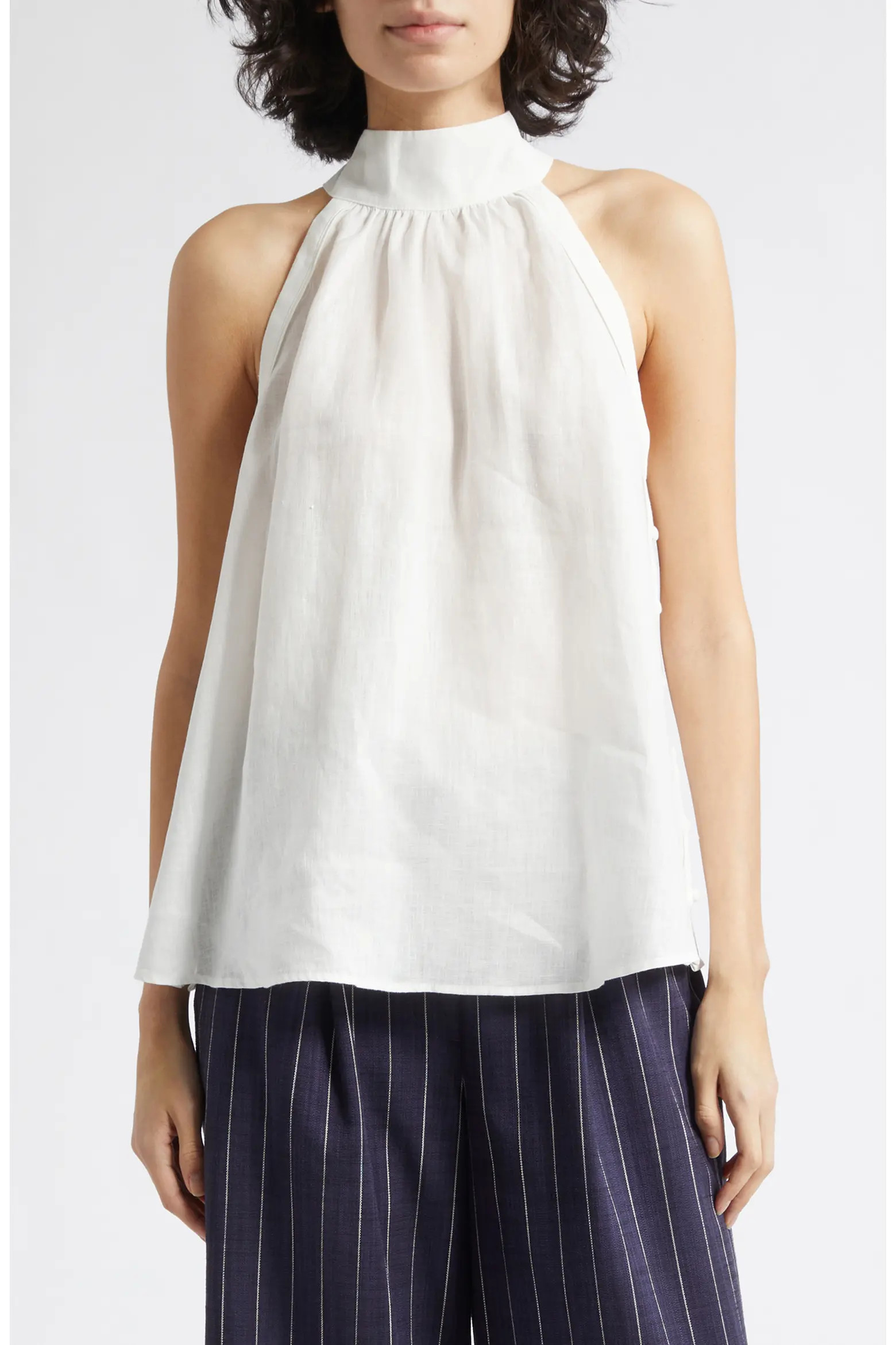 Reiss Andi Sleeveless Linen Mock Neck Top (Women) | Nordstrom | Nordstrom