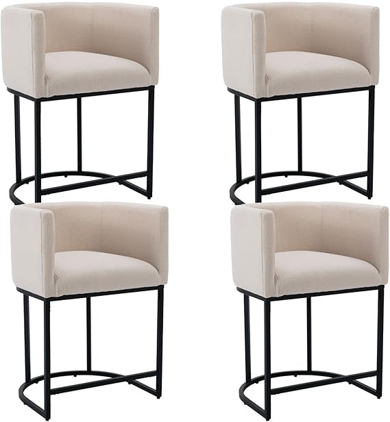 HNY Modern Counter Height Linen Fabric Upholstered Counter Stools Set of 4, 24 '' Kitchen Island ... | Amazon (US)
