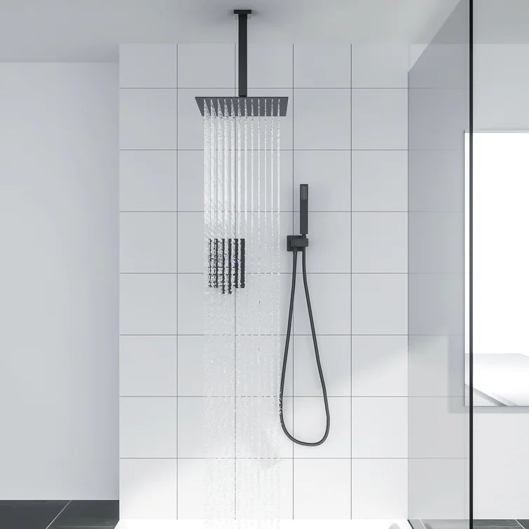 12 Inch Ceiling Mounted Shower System Dual Shower Head System with Rough-In Valve | Wayfair North America