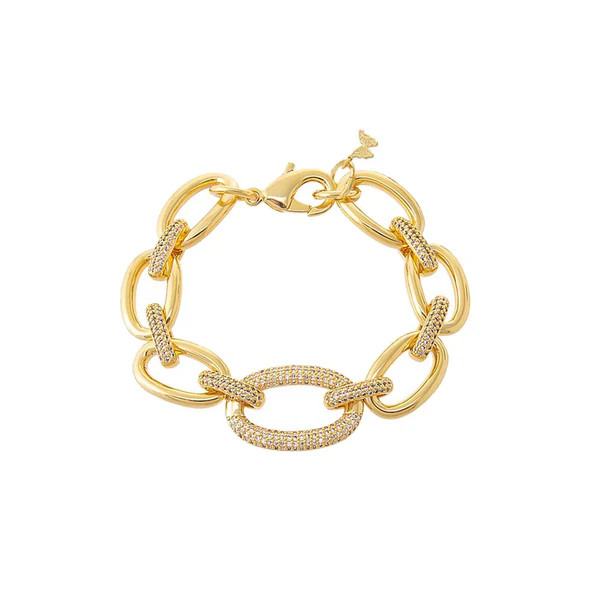 Pavé Statement Oval Shape Bracelet | Adina Eden