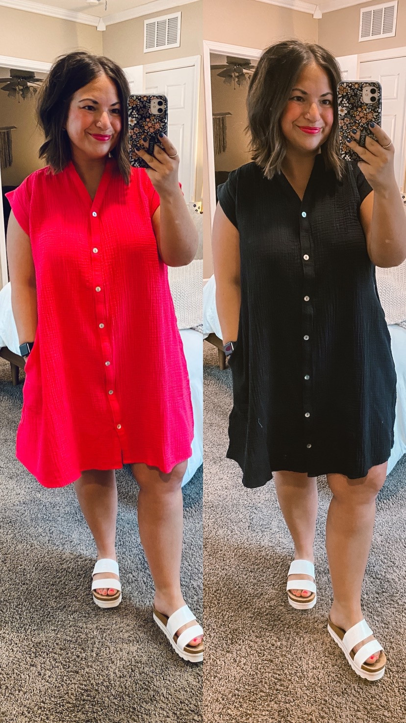 Obsessed with this gauze shirt dress from Walmart! ☀️ It's so breathable and perfect for those warm spring days. Effortlessly chic & comfy all day long + it's super affordable!

 sandals: fit true to size // wearing a 5
dresses: fit oversized // wearing a medium in both 

 

#LTKMidsize #LTKStyleTip #LTKWorkwear
