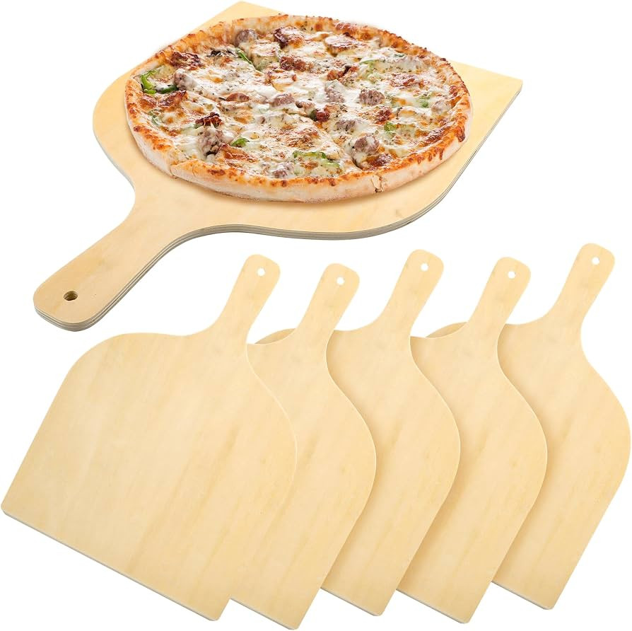 5 Pack 12 Inch Wooden Pizza Peel, Large Wood Pizza Spatula Paddle with Handle, Wooden Pizza Peel ... | Amazon (US)