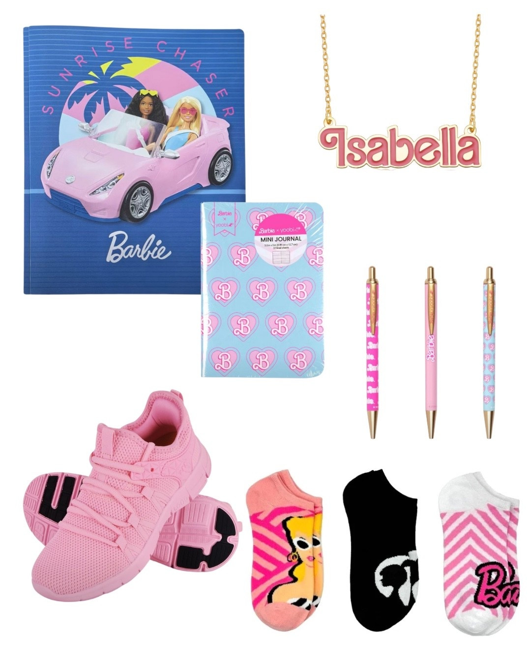 Malibu Barbie Cafe Shift-Ready! 💖🩵💛
… shared on IG this week that I am adding a new part-time gig around my The Sunny La La work for the next few months: working at the San Diego pop-up of the Malibu Barbie Cafe (now through October)!

Just finished a week of training and our first days of opening, here’s what I wore / used!:

🩷 pink sneaks are allowed / encouraged and they need to be slip-resistant for safety (I am shocked at the mileage I put jun working this week and I love it!) - found these cute kicks in a variety of colors (including 3 different pinks) and have loved wearing them this week
🩵 I bought multiple pairs of these cute Barbie socks, fun touch (to me, no one else can see them but)
💛 grabbed this folder / binder and mini notebook this week for training notes and paperwork 
🩵 I had these pens already, they came in handy for training!
💖 I have a similar necklace with my name and have worn it with my uni this week to many requests for the link! 



#LTKFamily #LTKKids