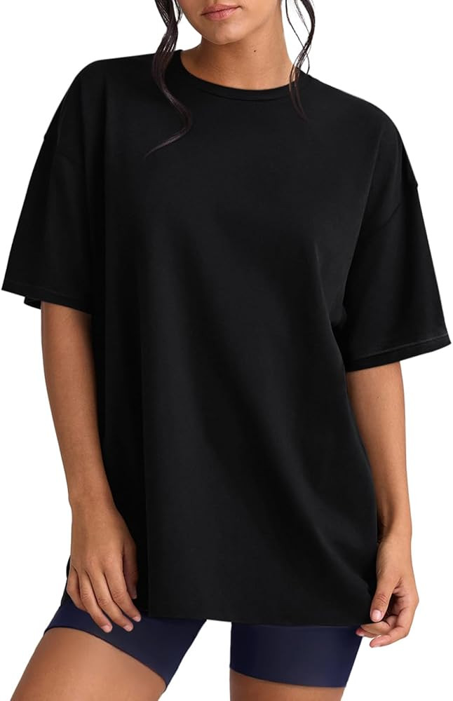 REORIA Womens Oversized Workout T Shirts Summer Crewneck Athletic Plus Size Tops Trendy Clothes 2... | Amazon (US)
