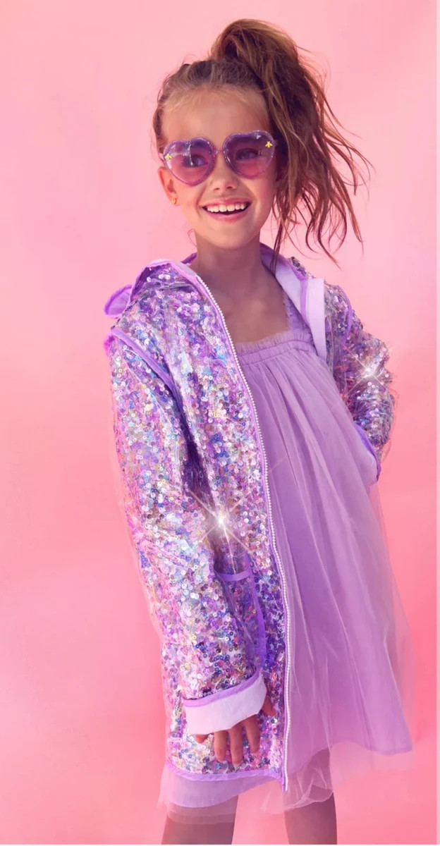 Lola and The Boys Girls Purple Iridescent Magic Rain Jacket | HoneyPie Kids Children's Clothing Boutique