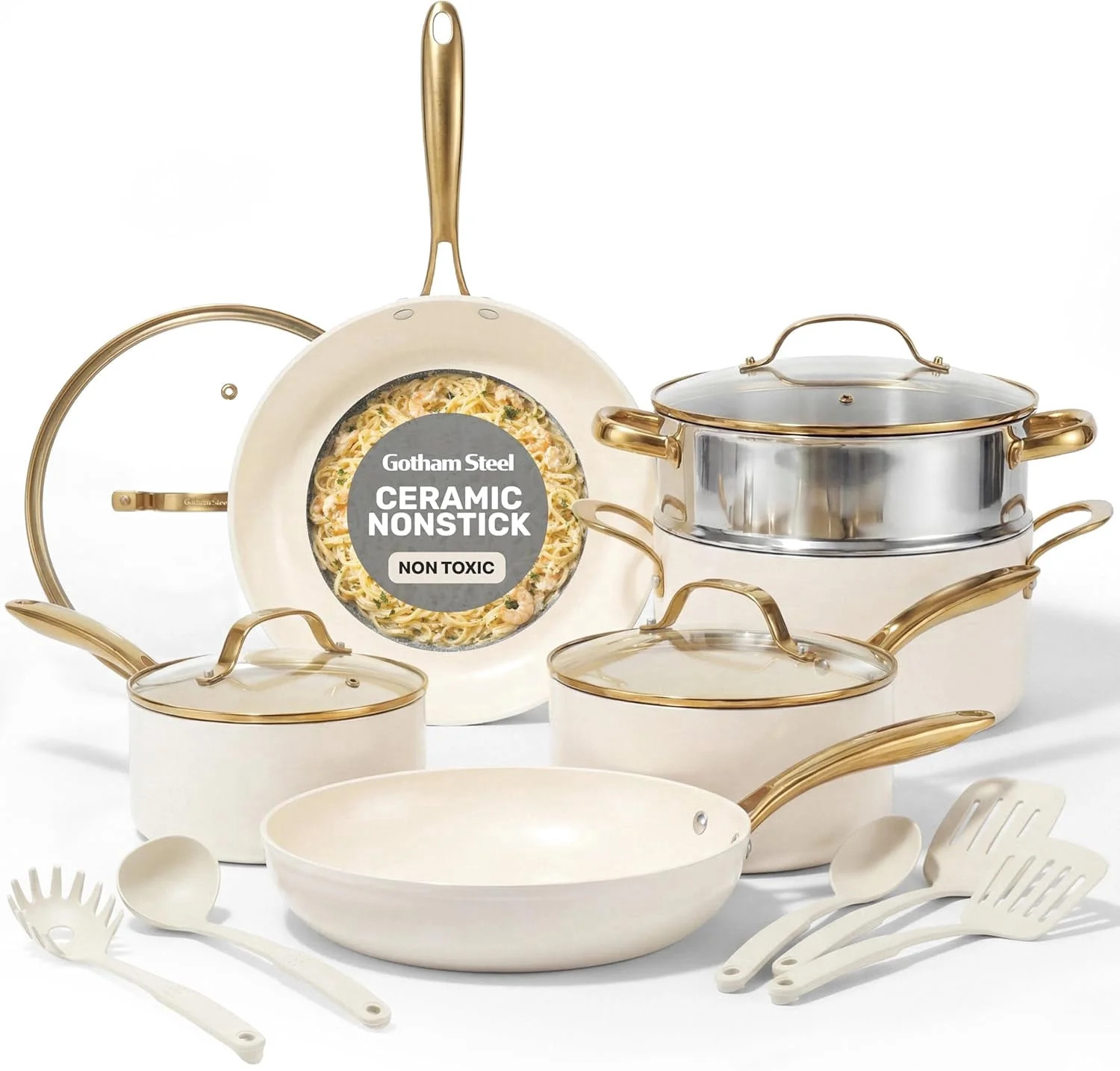 Gotham Steel 15 Pc Pots and Pans Set Non Stick Ceramic Cookware Set Non Stick, Elegant Pot and Pa... | Walmart (US)