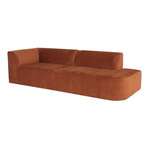 Nuevo Isla Fabric & Rubber Left Arm Triple Seat Sofa in Terracotta Orange/Black | Cymax
