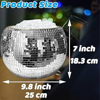 8-inch Mirror Silver Disco Ball Ice Bucket, Cocktail Bar Retro-Themed Party Decoration. Suitable ... | Amazon (US)
