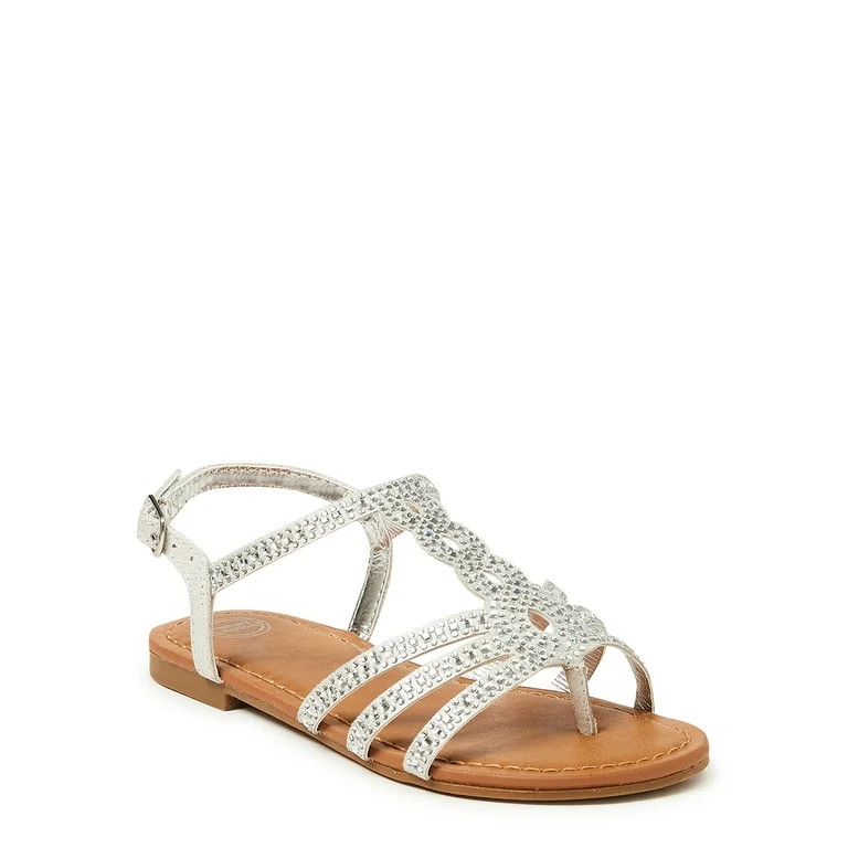Wonder Nation Girls Rhinestone Sandal, Sizes 13-6 | Walmart (US)