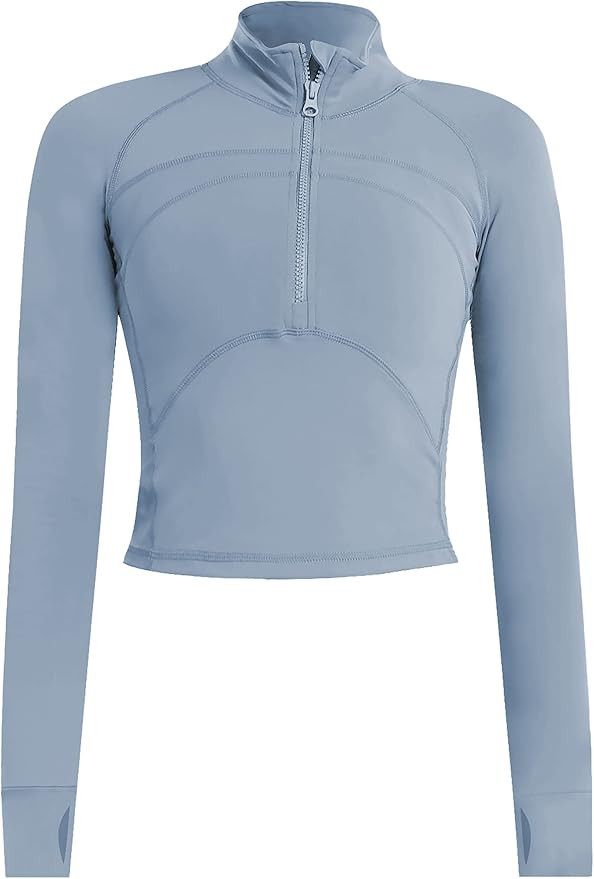 UANEO Long Sleeve Cropped Workout Tops for Women Gym Yoga Athletic Tops 1/2 Zip Jackets | Amazon (US)