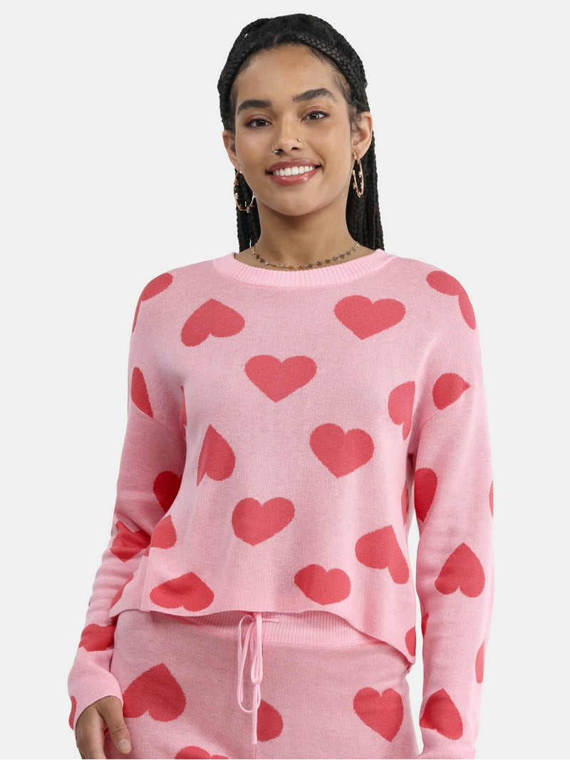 No Boundaries Intarsia Knit Top Coverup with Long Sleeves, Women's | Walmart (US)