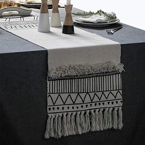 KIMODE Moroccan Fringe Table Runner 14 X 87 in, Bohemian Geometric Farmhouse Cotton Fabric Handmade  | Amazon (US)
