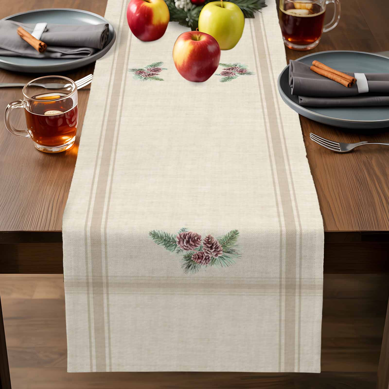 Vintage Christmas Pine Cones Table Runner Dresser Scarf,Kitchen Dining Table Decoration Brown Str... | Walmart (US)