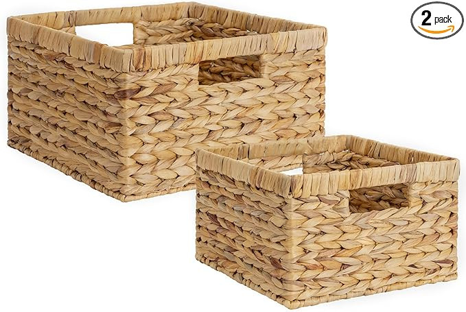 StorageWorks Wicker Storage Basket, Large and Small Baskets, Water Hyacinth Basket for Organizing... | Amazon (US)