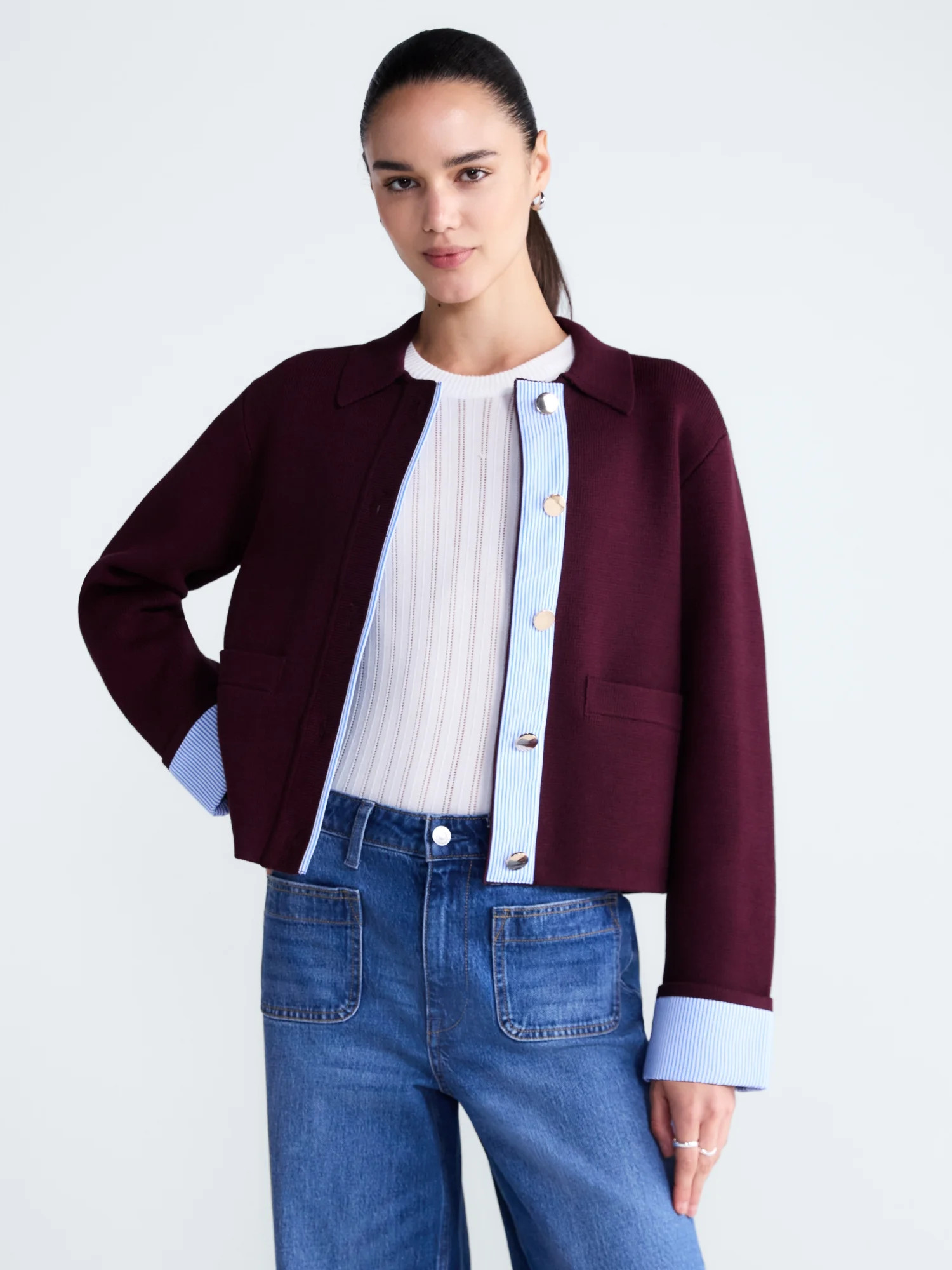 Free Assembly Women's Cropped Sweater Jacket, Sizes XS-XXL | Walmart (US)