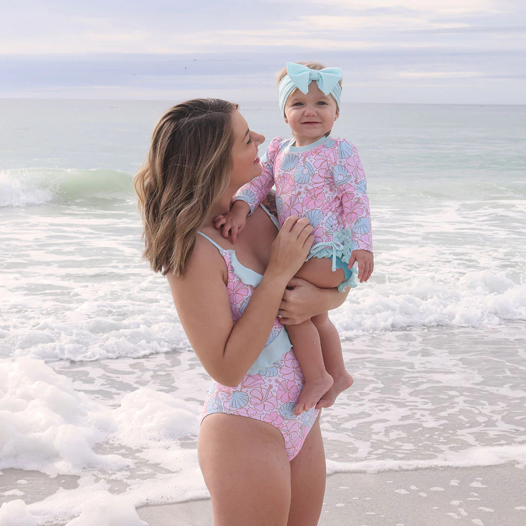 Women's Ruffled One-Piece Swimsuit | Ocean Pearl | Caden Lane