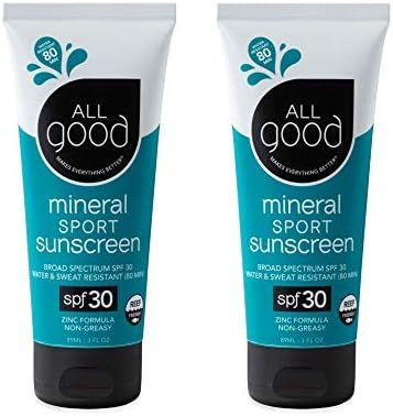 All Good Sport Face & Body Sunscreen Lotion - UVA/UVB Broad Spectrum SPF 30+, Water Resistant, Co... | Amazon (US)