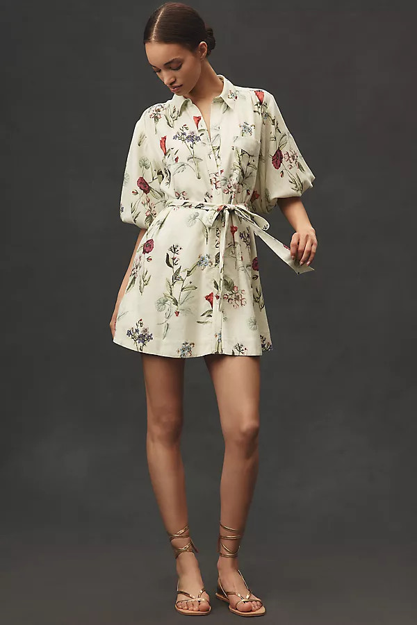 The Mona Linen Mini Shirt Dress by Maeve | Anthropologie (US)