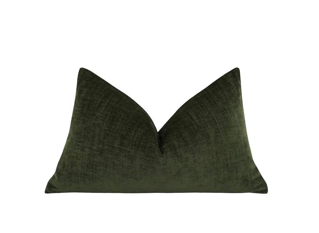 Green Chenille Pillow Cover, Double Sided Dark Green Pillow Cover, Green Accent Pillow, Soft Chen... | Etsy (US)