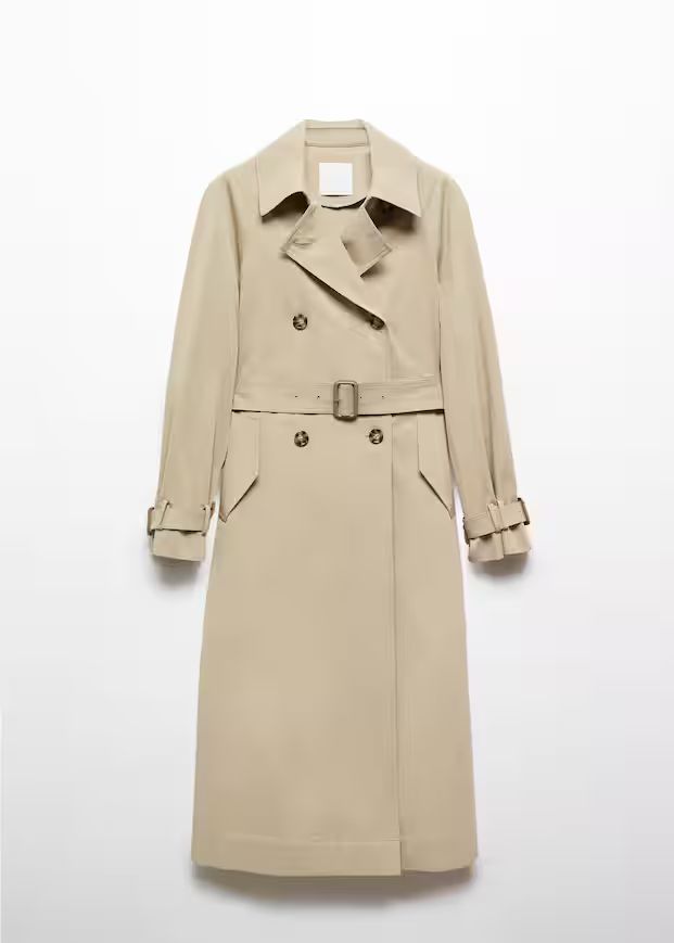 Double-breasted cotton trench coat | MANGO (US)