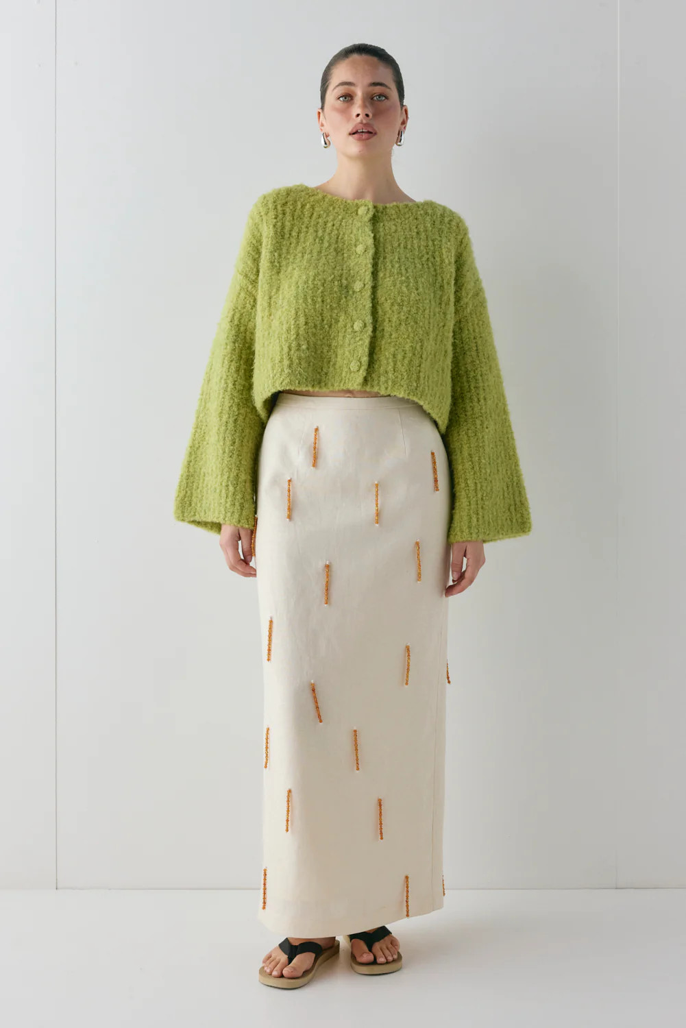 Lacy Knit Cardigan Lime | VRG Grl